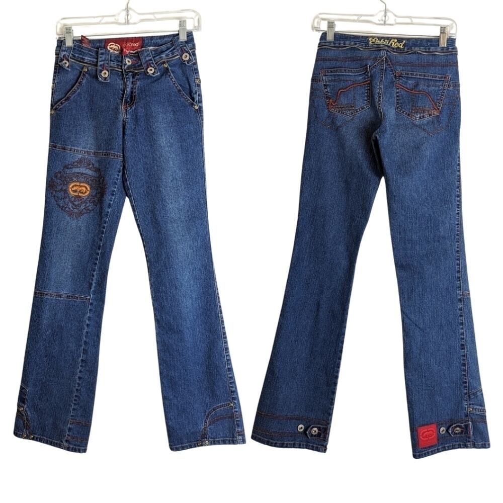 Vintage ECKORED Jeans with Embroidered Patchwork Rhinoceros Juniors 5 - Picture 1 of 16